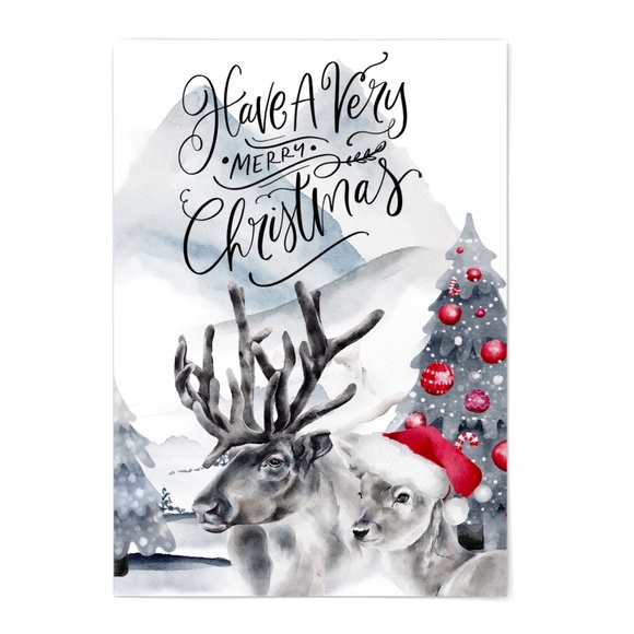 Watercolor Christmas Wall Art Illustration Print Poster Unframed - Picture 2 of 6